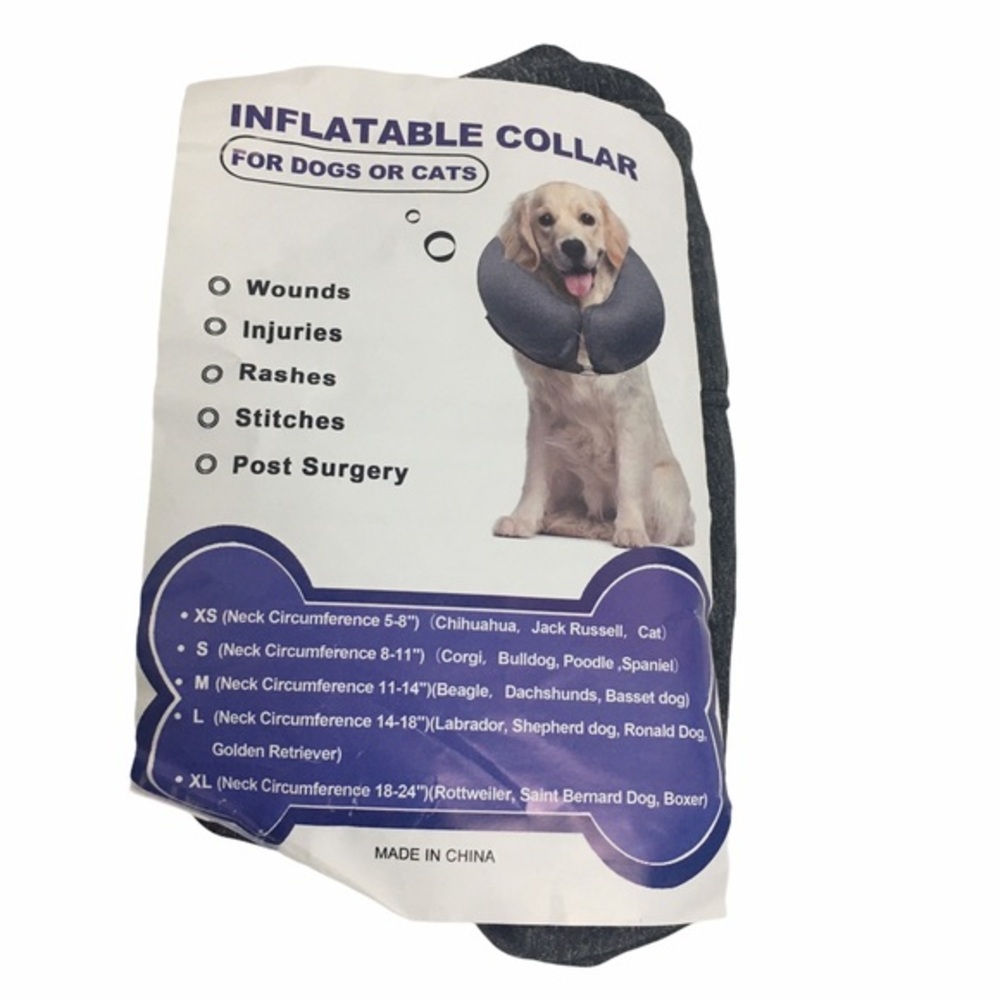 Midog Inflatable XL Gray Dog Collar. NEW